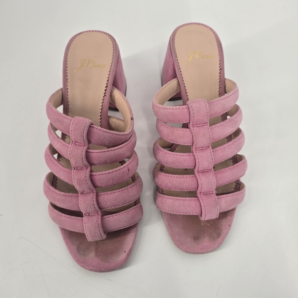 J. Crew Pink Strappy Suede Penny Slides Size 6.5 - Picture 2 of 8